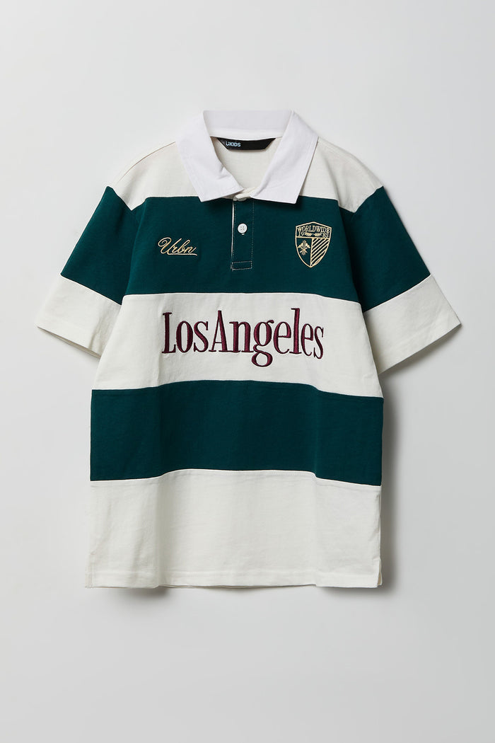 Boys Embroidered Boxy Collared Polo