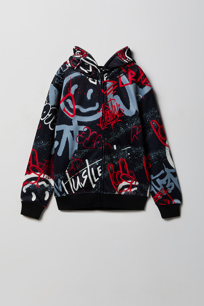 Boys Graffiti Zip-Up Fleece Hoodie