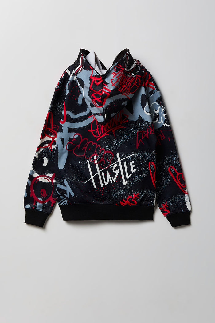 Boys Graffiti Zip-Up Fleece Hoodie