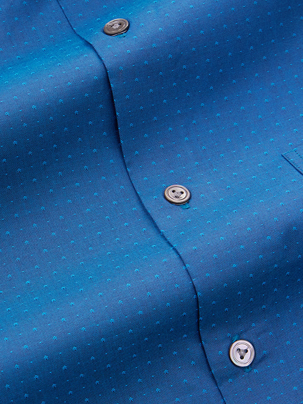 Bramante Teal Solid Full Sleeve Single Cuff Tailored Fit Semi Formal Super Fine Cotton Shirt