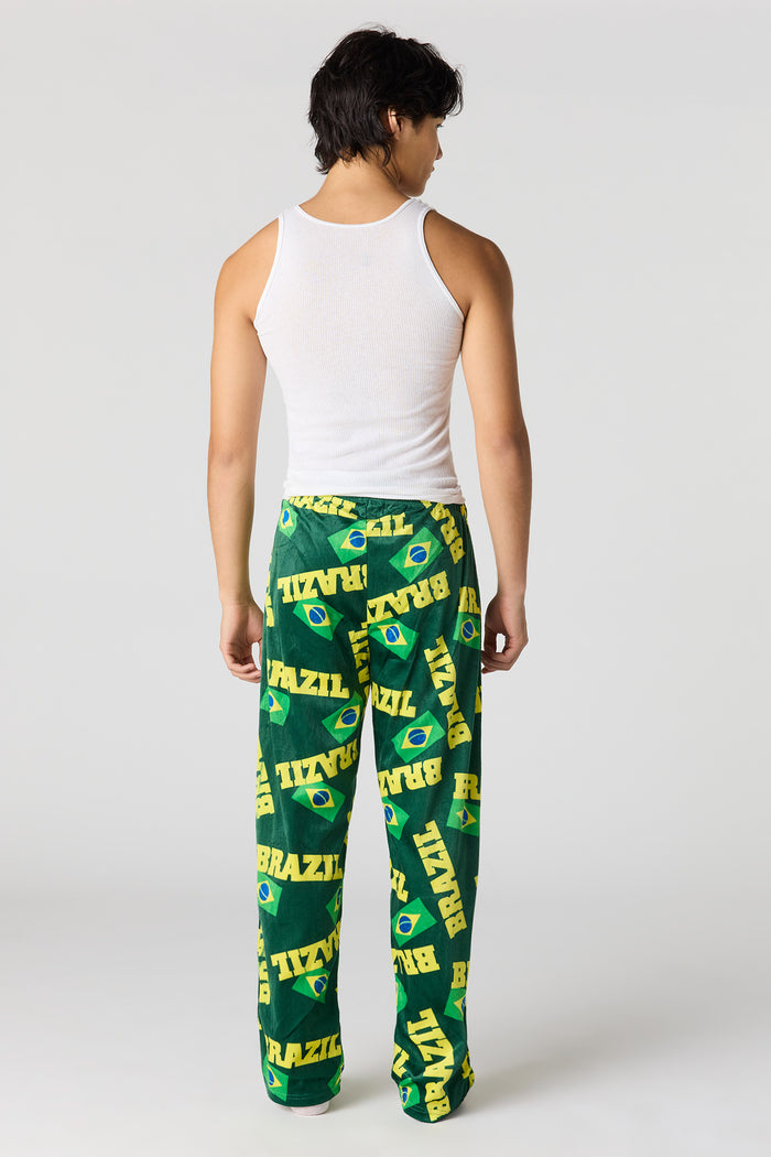 Brazil Print Plush Pajama Pant