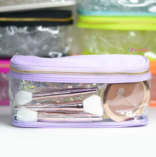 Brighten Up Nylon & Clear Rectangle Makeup Bag