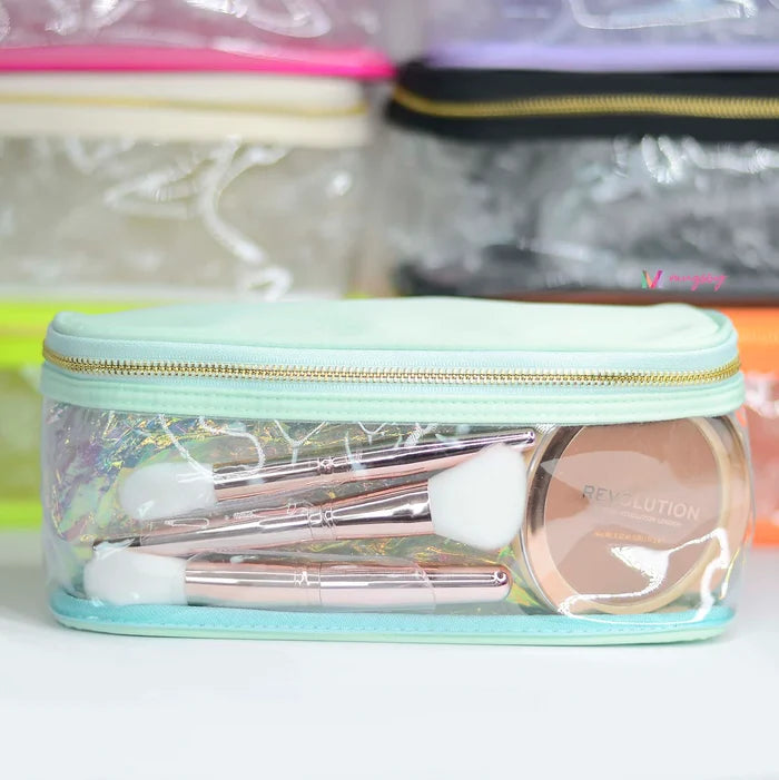 Brighten Up Nylon & Clear Rectangle Makeup Bag