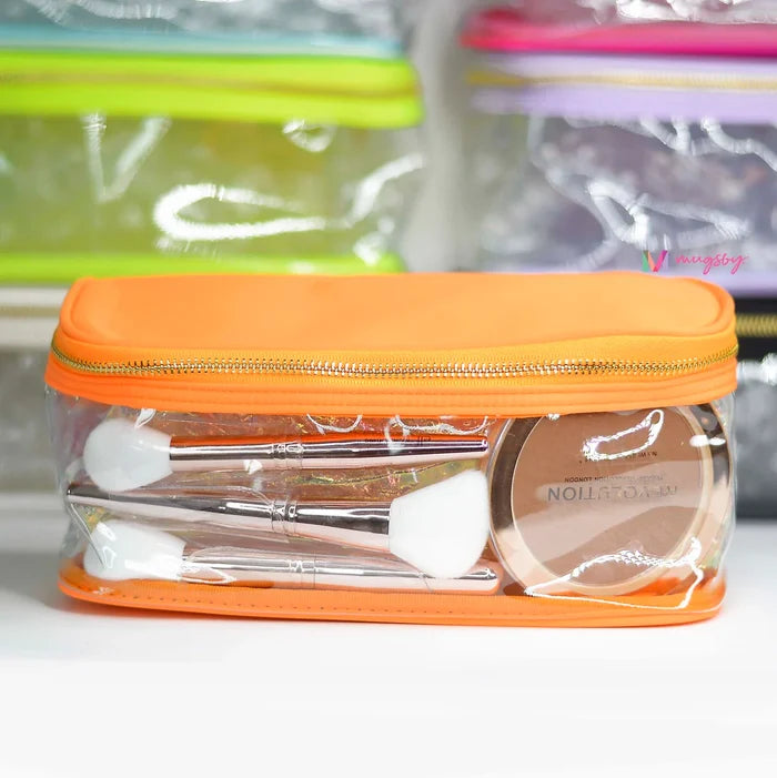 Brighten Up Nylon & Clear Rectangle Makeup Bag
