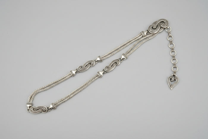 Brighton Silver Tone Waist-Belt Chain Dangle Chain Charm - Size Small