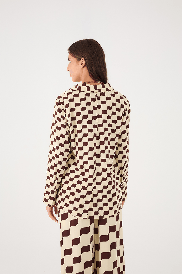 Brown Bossa Nova Collared Buttoned Crepe Shirt_6