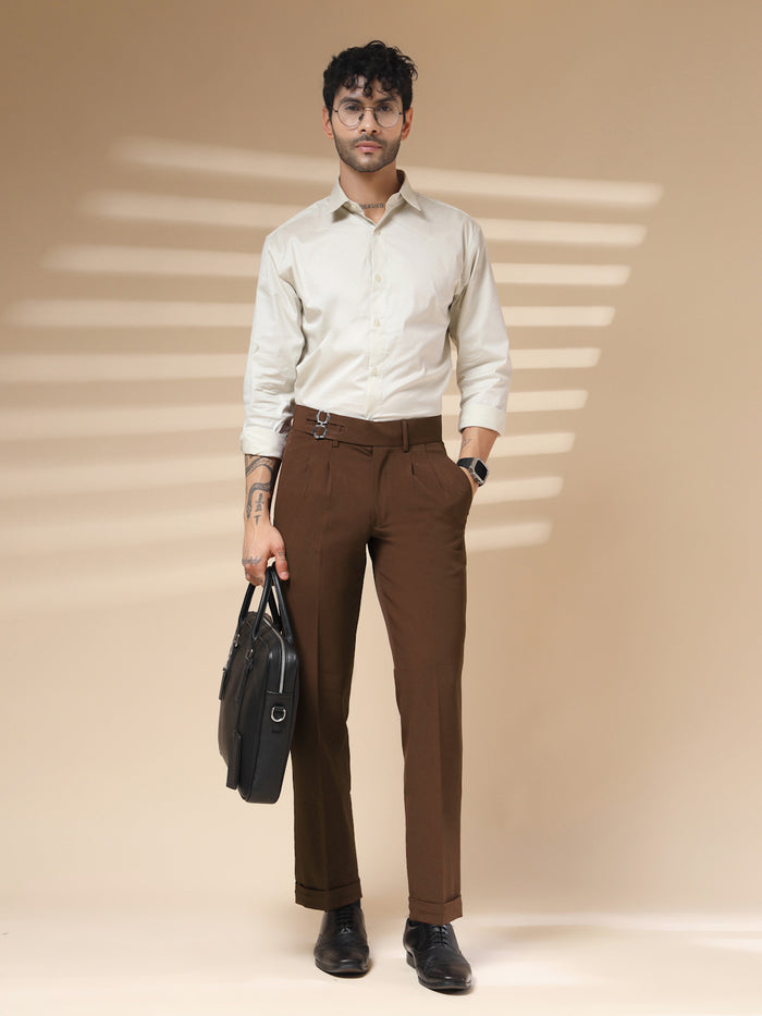 Brown Double Buckle Gurkha Pants by ITALIAN VEGA®