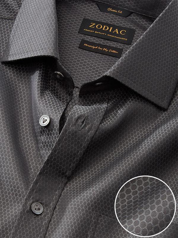 Bruciato Black Solid Single Cuff Classic Fit Semi Formal Dark Two Ply Mercerized Cotton Shirt