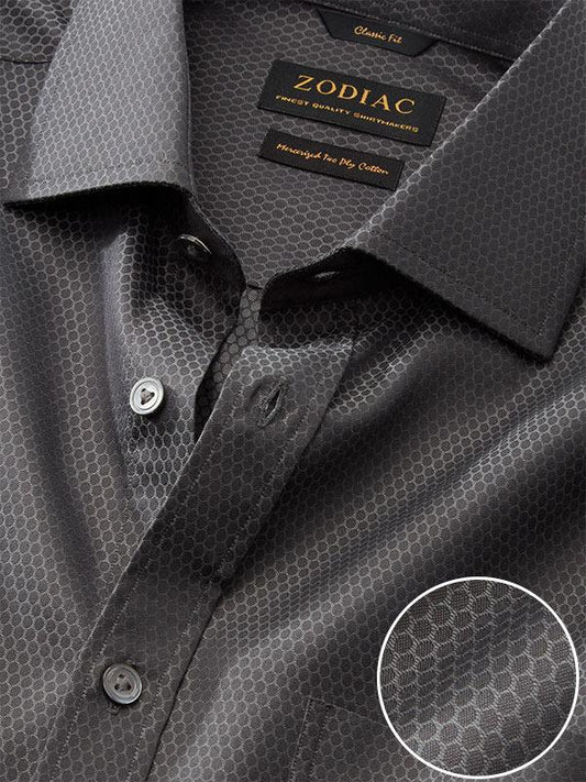 Bruciato Black Solid Single Cuff Classic Fit Semi Formal Dark Two Ply Mercerized Cotton Shirt