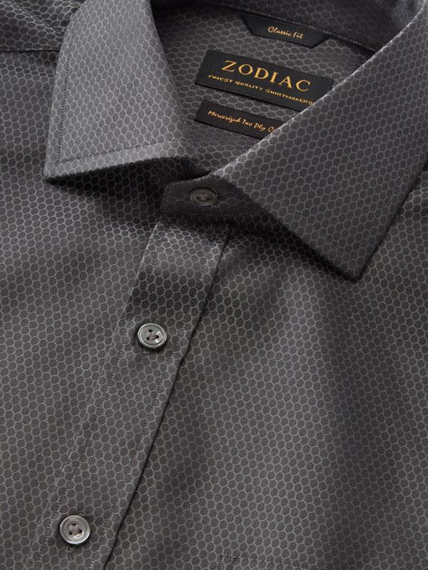 Bruciato Black Solid Single Cuff Classic Fit Semi Formal Dark Two Ply Mercerized Cotton Shirt