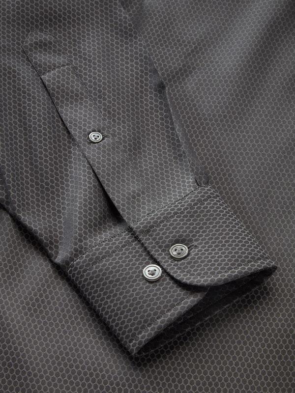 Bruciato Black Solid Single Cuff Classic Fit Semi Formal Dark Two Ply Mercerized Cotton Shirt
