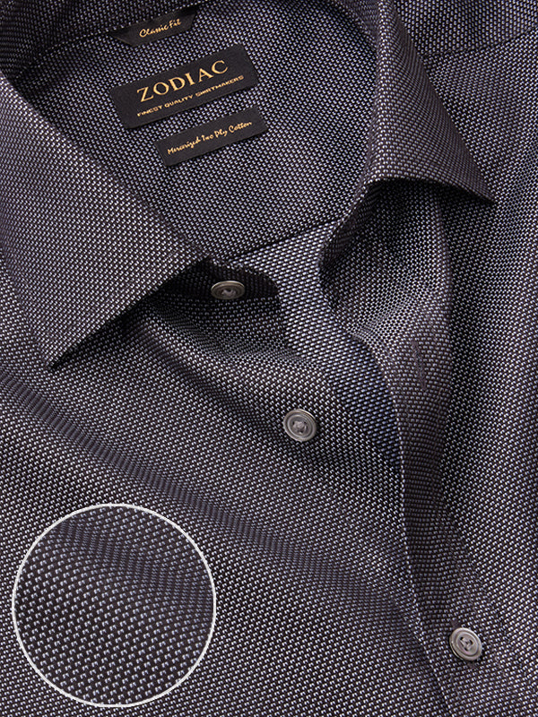 Bruciato Black & White Solid Full Sleeve Single Cuff Classic Fit Semi Formal Dark Two Ply Mercerized Cotton Shirt