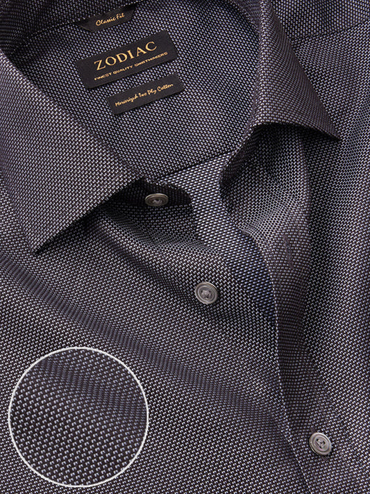 Bruciato Black & White Solid Full Sleeve Single Cuff Classic Fit Semi Formal Dark Two Ply Mercerized Cotton Shirt