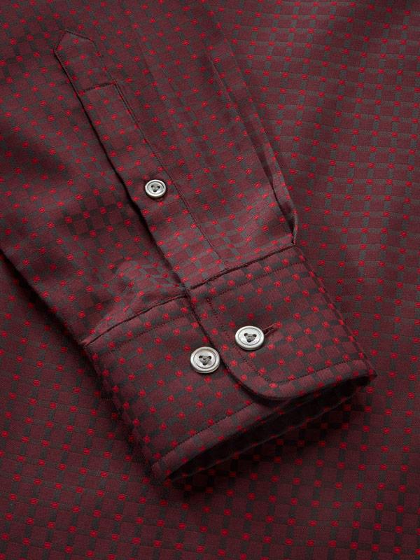 Bruciato Maroon Check Full Sleeve Single Cuff Tailored Fit Semi Formal Dark Two Ply Mercerized Cotton Shirt