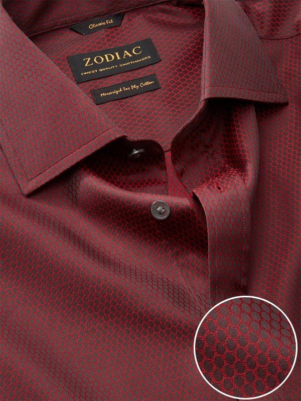 Bruciato Maroon Solid Full Sleeve Single Cuff Classic Fit Semi Formal Dark Two Ply Mercerized Cotton Shirt