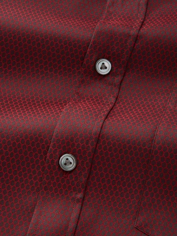 Bruciato Maroon Solid Full Sleeve Single Cuff Classic Fit Semi Formal Dark Two Ply Mercerized Cotton Shirt