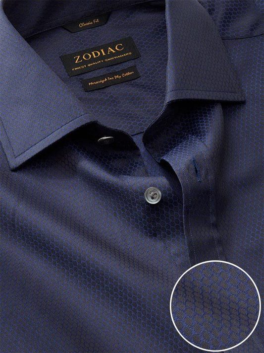 Bruciato Navy Solid Full Sleeve Single Cuff Classic Fit Semi Formal Dark Two Ply Mercerized Cotton Shirt