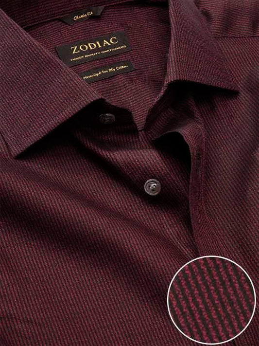 Bruciato Red Solid Full Sleeve Single Cuff Classic Fit Semi Formal Dark Two Ply Mercerized Cotton Shirt
