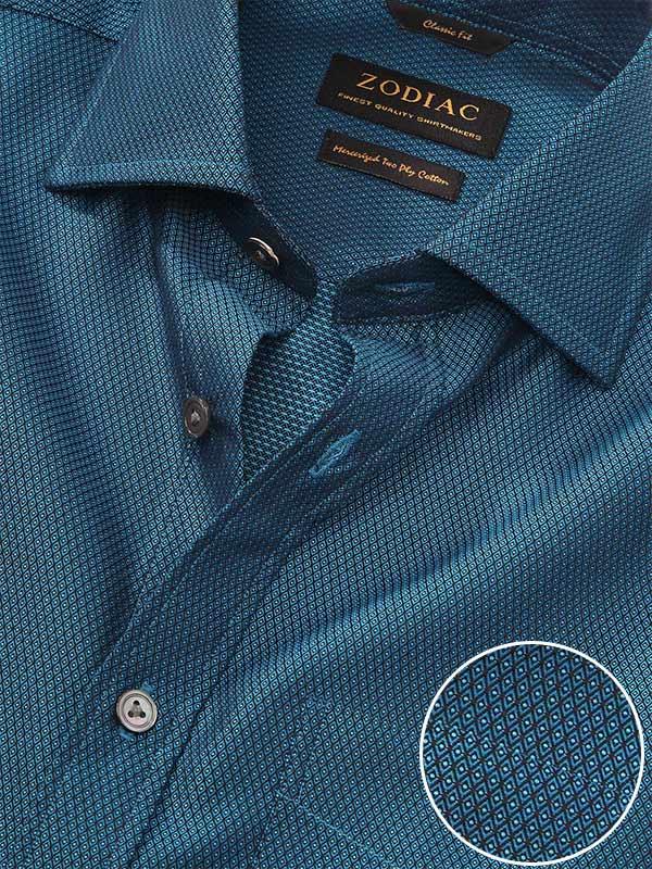 Bruciato Teal Solid Full Sleeve Single Cuff Classic Fit Semi Formal Dark Two Ply Mercerized Cotton Shirt