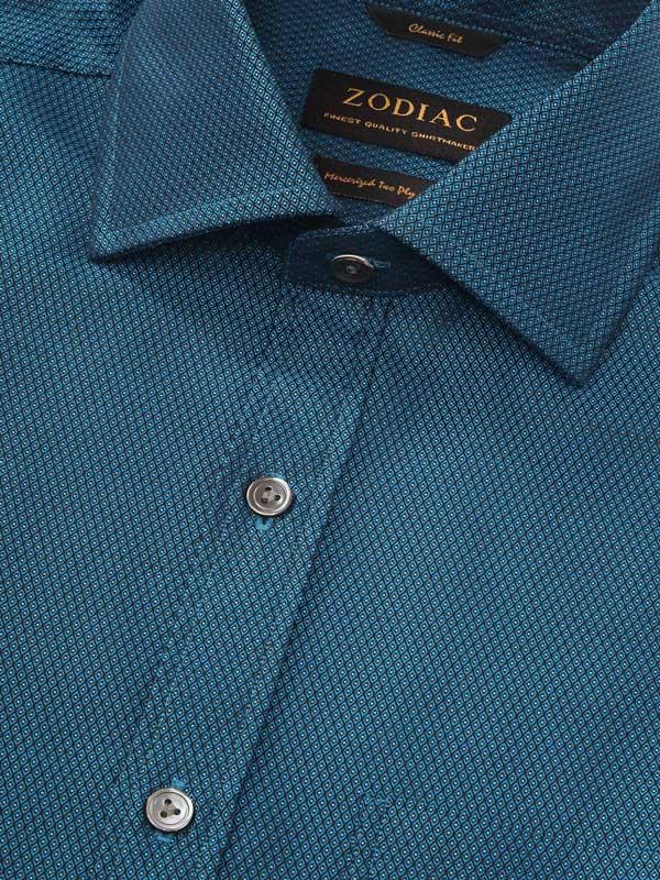 Bruciato Teal Solid Full Sleeve Single Cuff Classic Fit Semi Formal Dark Two Ply Mercerized Cotton Shirt