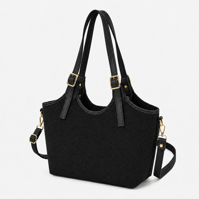 Bucket Canvas Tote Bag Black - astorebags.pk