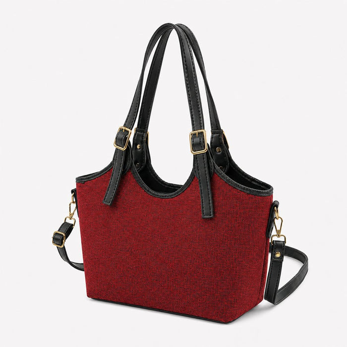 Bucket Canvas Tote Bag Maroon & Black - astorebags.pk