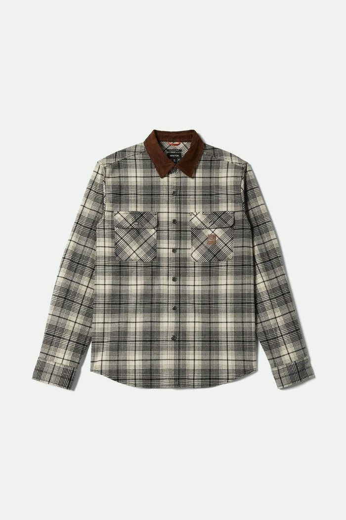 Men's Builders Bowery Performance Flannel in the color Off White/Black - Front Product View