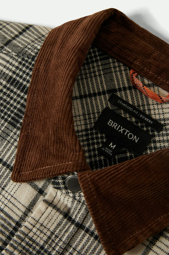 Men's Builders Bowery Performance Flannel in the color Off White/Black - Additional Laydown image