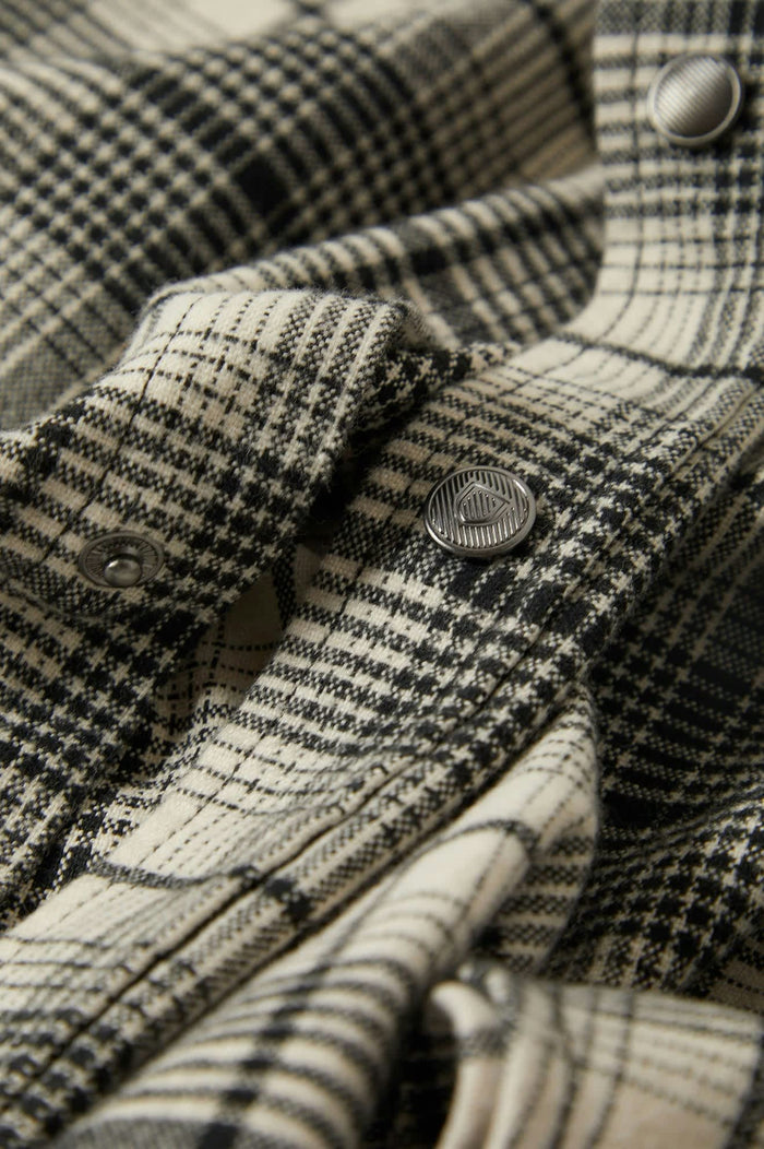 Men's Builders Bowery Performance Flannel in the color Off White/Black - Additional Laydown image