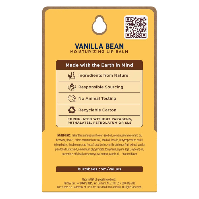 Burt’s Bees Vanilla Bean Lip Balm 0.15 oz 2 Ct Blister Pack - 48 Pack