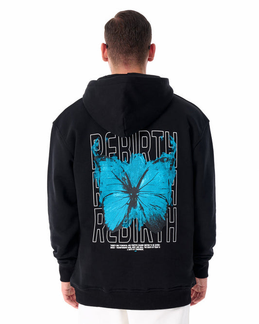 Butterfly Rebirth Oversized Black Hoodie