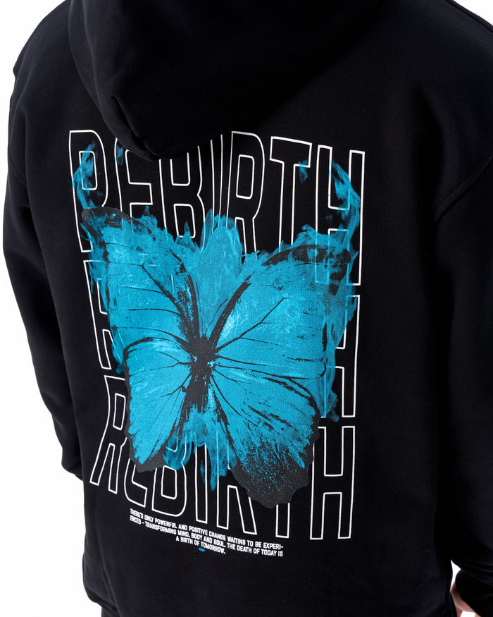 Butterfly Rebirth Oversized Black Hoodie (5)
