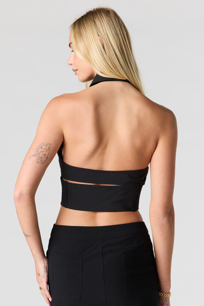 Button Front Corset Halter Top