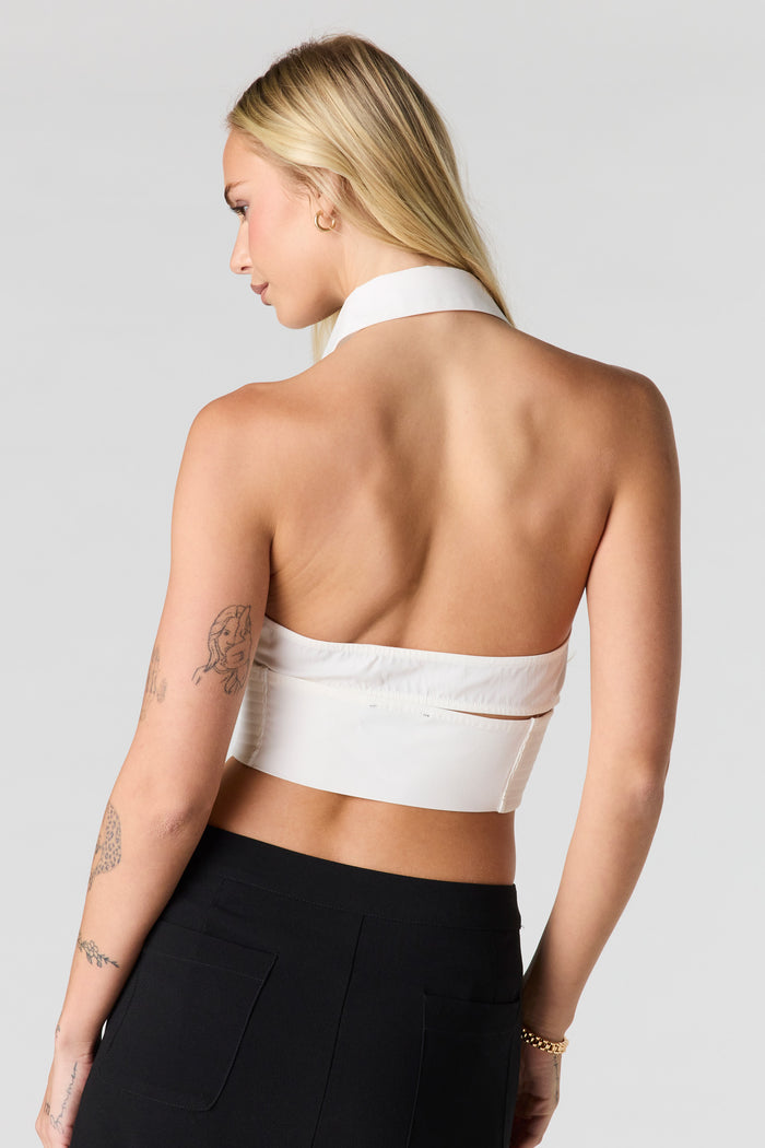 Button Front Corset Halter Top