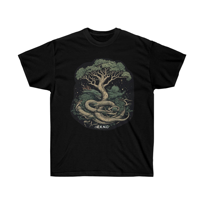 Printify T-Shirt Yggdrasil encircled by the serpent Jormungandr V.K.N.G™ T-Shirt