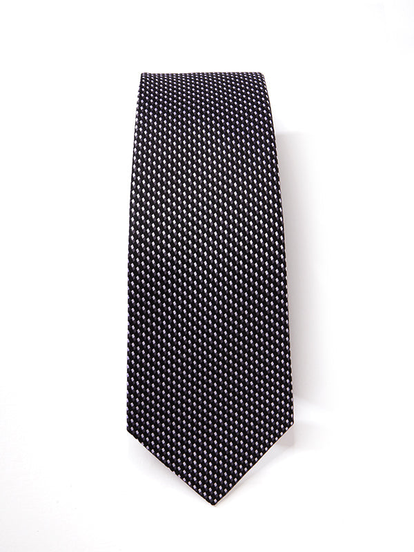 Campania Structure Solid Black & White Silk Tie
