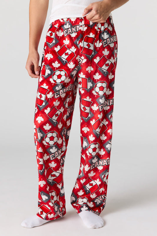 Canada Print Plush Pajama Pant