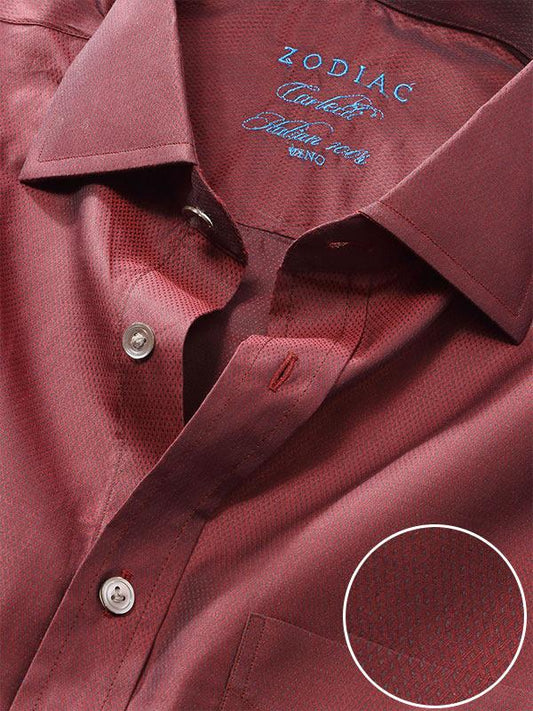 Carletti Burgundy Solid Full Sleeve Single Cuff Classic Fit  Semi Formal Dark  Italian 100's Cotton Shirt