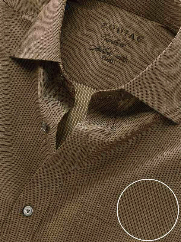 Carletti Olive Solid Full Sleeve Single Cuff Classic Fit  Semi Formal Dark  Italian 100's Cotton Shirt