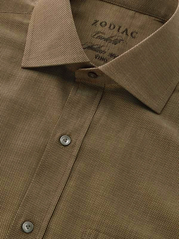Carletti Olive Solid Full Sleeve Single Cuff Classic Fit  Semi Formal Dark  Italian 100's Cotton Shirt