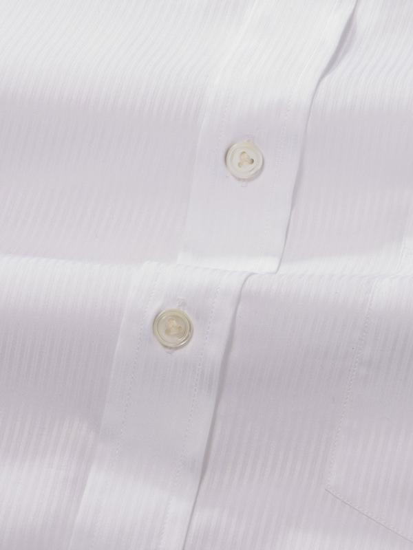 Carletti White Striped Full Sleeve Single Cuff Classic Fit Classic Formal Italian 100’s Cotton Shirt