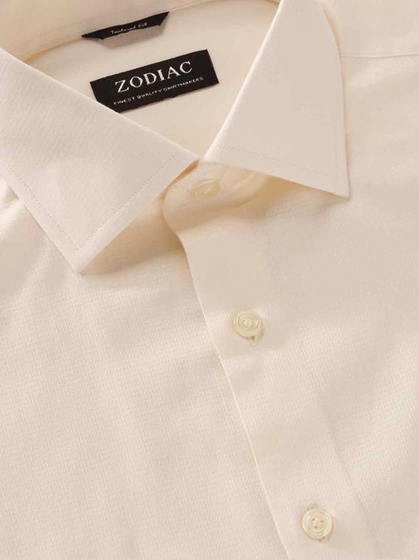Cascia Cream Solid Full Sleeve Single Cuff Tailored Fit Classic Formal Cotton Shirt