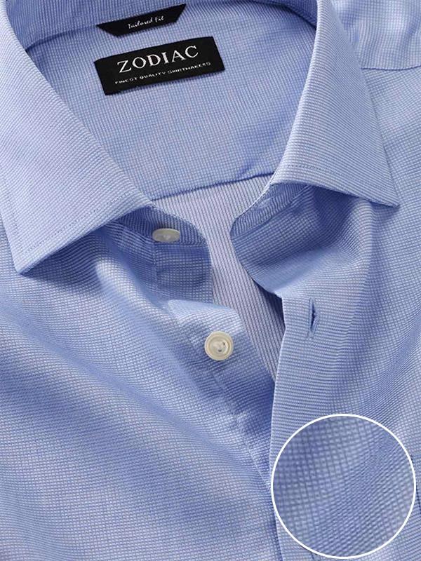 Cascia Sky Solid Full Sleeve Single Cuff Tailored Fit Classic Formal Cotton Shirt