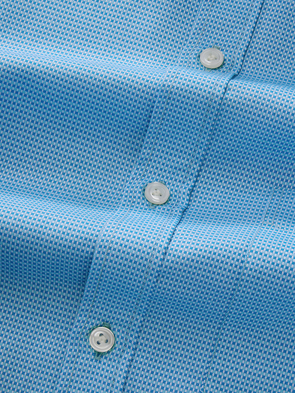 Cascia Turquoise Solid Full Sleeve Single Cuff Classic Fit Classic Formal Cotton Shirt