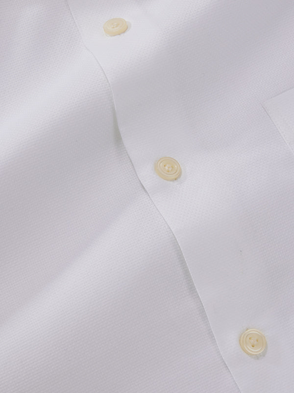 Cascia White Solid Half Sleeve Tailored Fit Classic Formal Cotton Shirt
