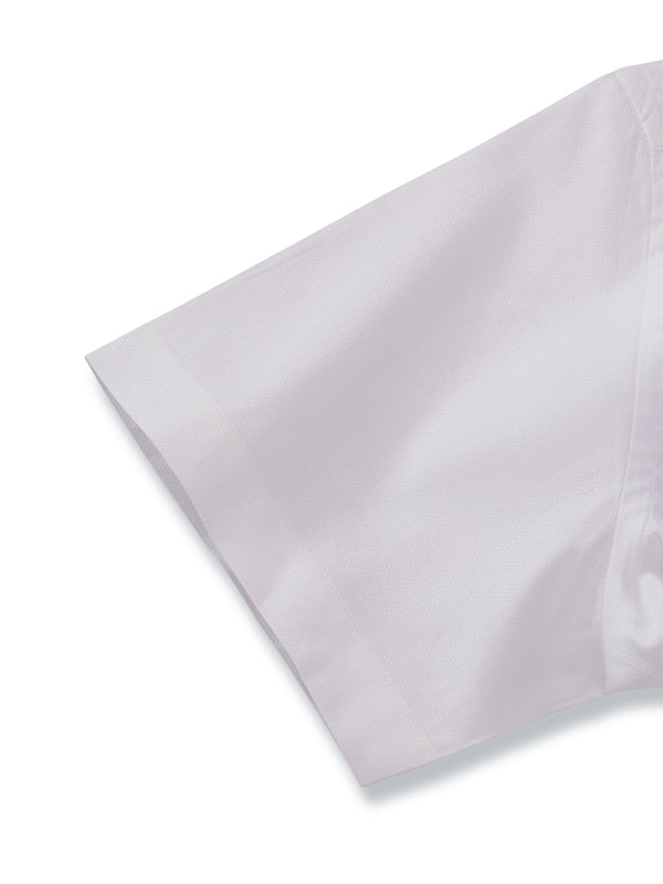 Cascia White Solid Half Sleeve Tailored Fit Classic Formal Cotton Shirt