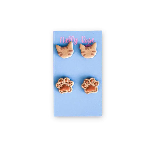 Cat Clay Earrings