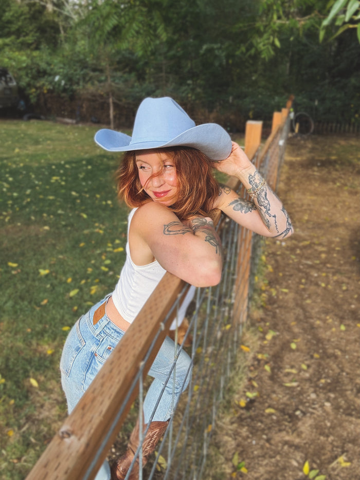 Cattleman Wool Felt Cowboy Hat Light Blue