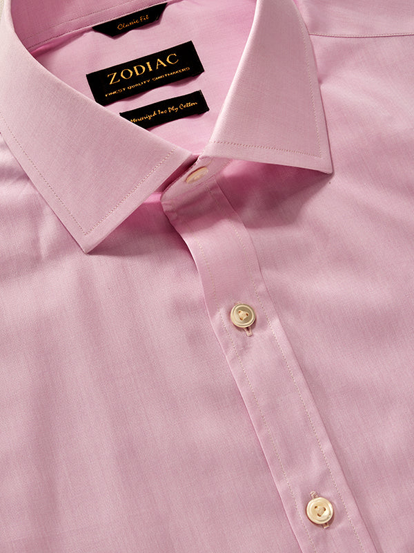 Chambray Pink Solid Half Sleeve Classic Fit Semi Formal Two Ply Mercerized Cotton Shirt