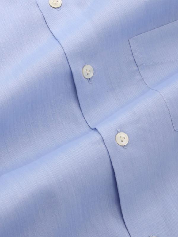 Chambray Sky Solid Full Sleeve Single Cuff Tailored Fit Classic Formal Two Ply Mercerized Cotton Shirt